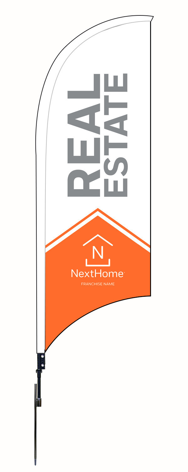 Real Estate Feather Flag Unit, 9-Foot- Printed on both sides